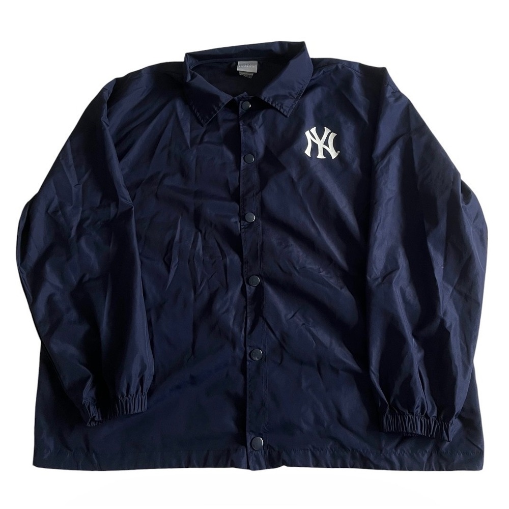 MLB New York Yankees Baseball Navy Snap Collared Windbreaker Lightweight Jacket